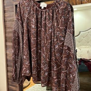 Evereve Brown Floral Blouse